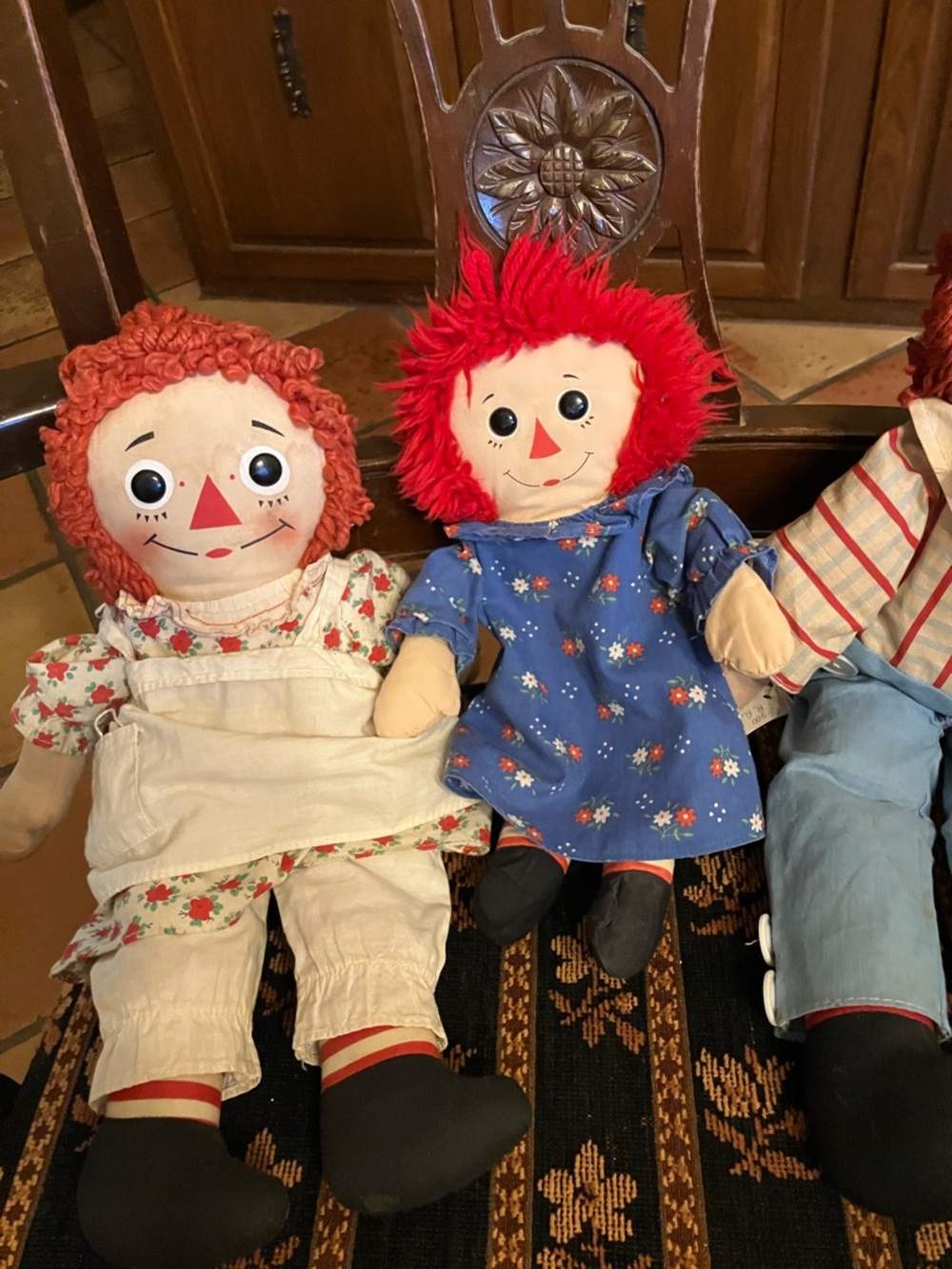 THREE RAGGEDY ANN AND ANDY DOLLS VINTAGE - Picture 3 of 13
